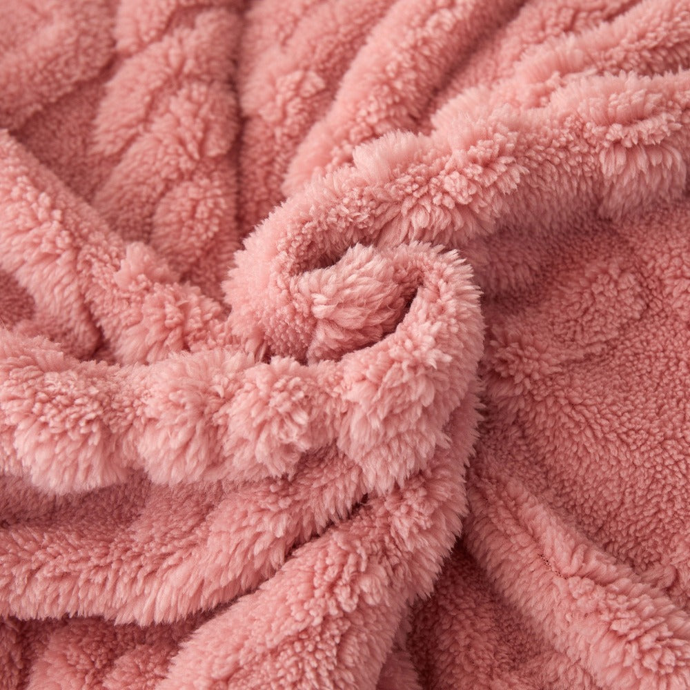 3D Plush Dense Weave Fleece Blanket ¨C Ultra-Soft Warm Throw for Bed, Couch, Travel & Outdoor, Air-Conditioning Friendly, 3 Colors, 2 Sizes
