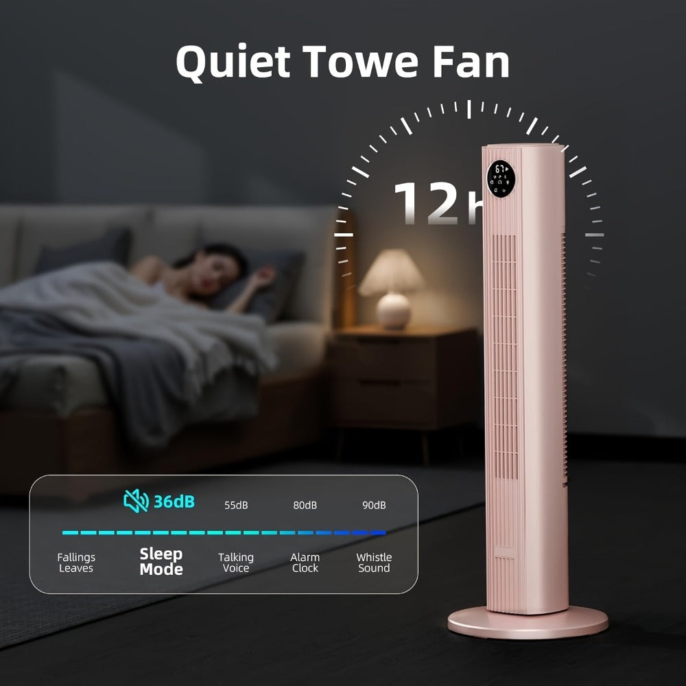 Tower Fan 35-Inch Bladeless 85¡ã Oscillating Standing Floor Fan 3-Speed Quiet Cooling with 12H Timer for Bedroom Office Living Room Home