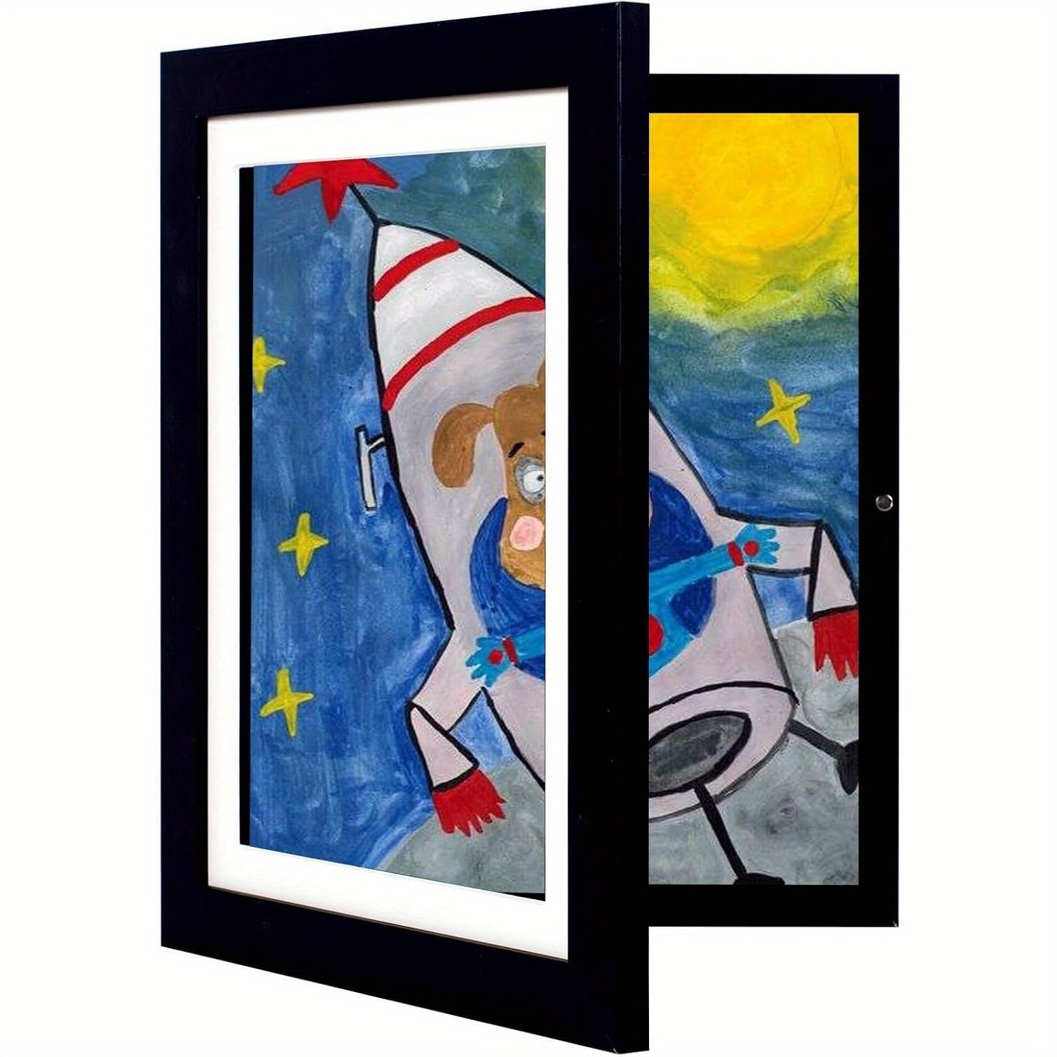 Kids Artwork Frames Front Opening Changeable 8.5x11 Inch Children Art Display Picture Frame for Drawing Crafts Photos Holds 130 Pieces Wood Black White