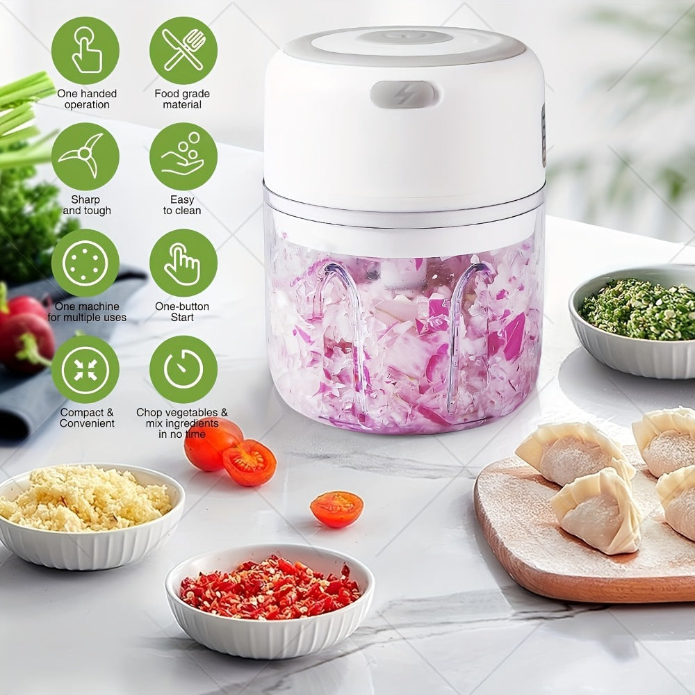 Mini Food Processor USB Rechargeable Electric Chopper 9.47oz ¨C Portable Wireless Meat Grinder & Blender for Garlic, Vegetables, Fruit, Ginger & Chili, Compact Kitchen Tool for Home Office Travel