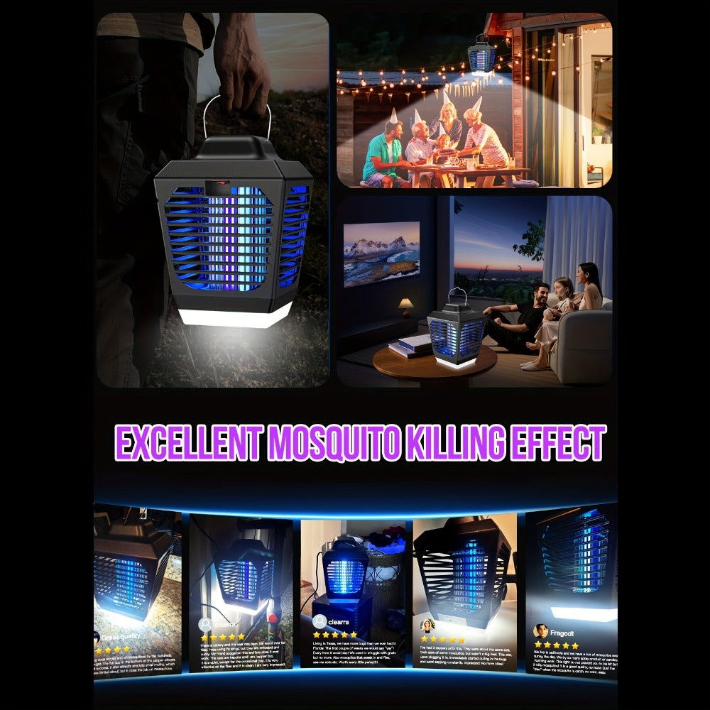 IPX4 Waterproof Bug Zapper Plug-In ¨C Electric Flying Insect Trap with LED Light & ABS Housing, Indoor Mosquito Zapper for Home, Bedroom, Kitchen & Patio, Safe Chemical-Free Fly Trap ¨C Black