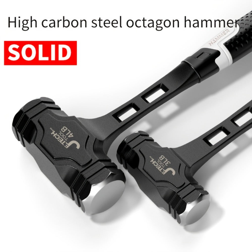 Octagonal Hammer High Carbon Steel Heavy Duty Sledge Hammer with Non-Slip Grip Handle, Rust-Proof Head for Demolition Construction Masonry Driving Stakes Outdoor Indoor Home Use (2/3/4 lb)