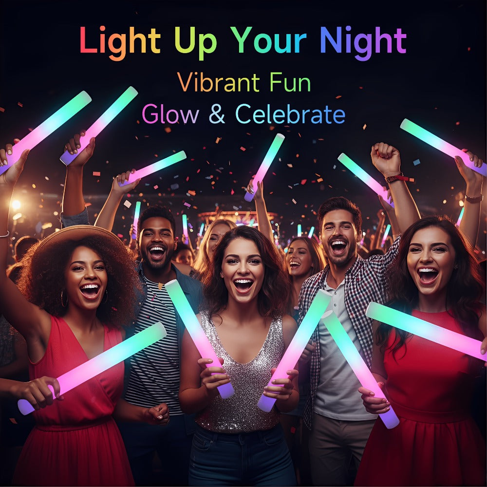 Foam Glow Sticks Set 103pcs 70pcs 40pcs ¨C LED Light Up Foam Sticks 3 Flashing Modes Assorted Colors Bulk Pack for Party Wedding Birthday Concert Rave Glow Night Event