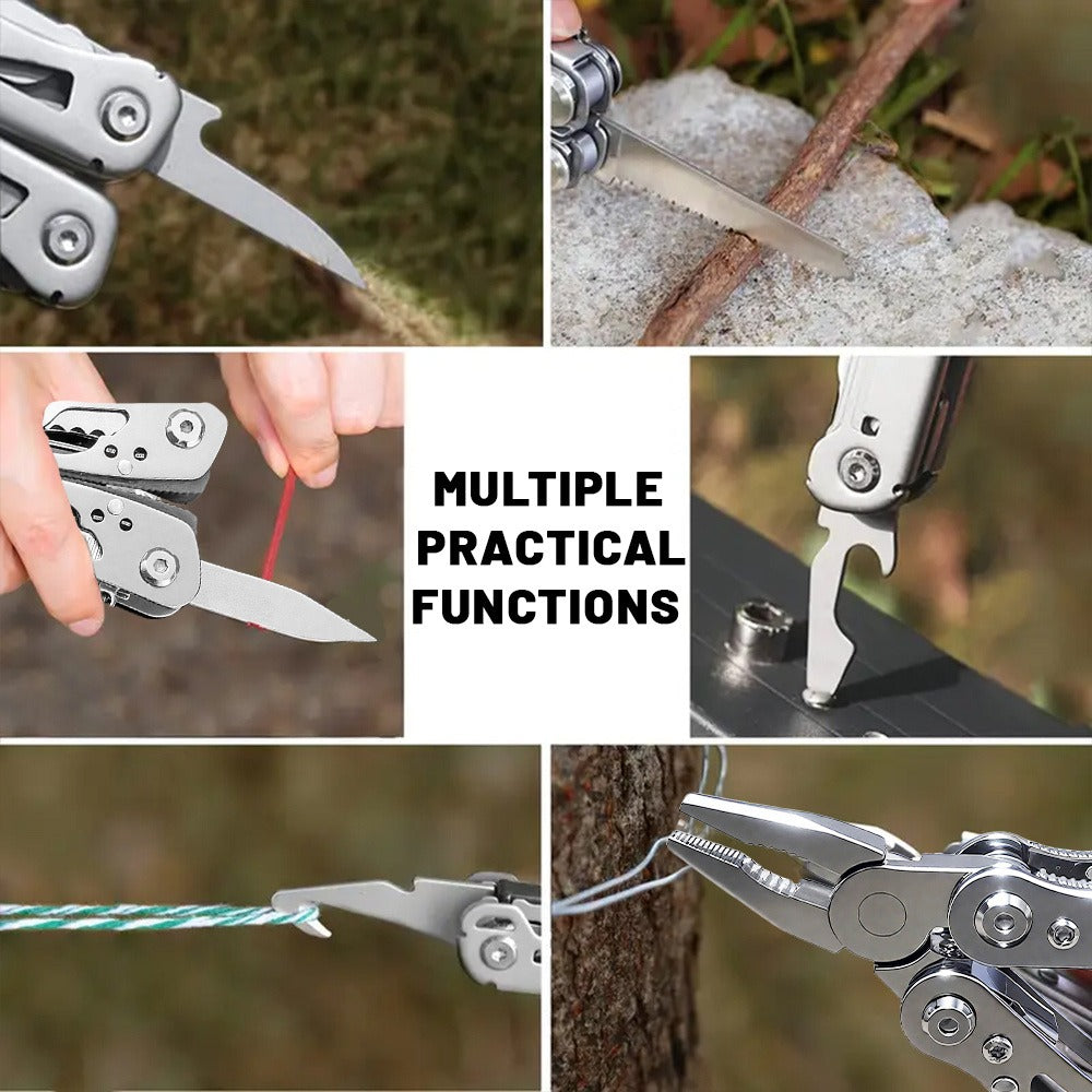 Multitool Pliers Folding Pocket, Carbon Steel Multi-Function Pliers with Wire Cutter Screwdriver & Anti-Slip Handle, Compact Multipurpose Tool for Camping, Fishing, Outdoor Survival & Home Repair