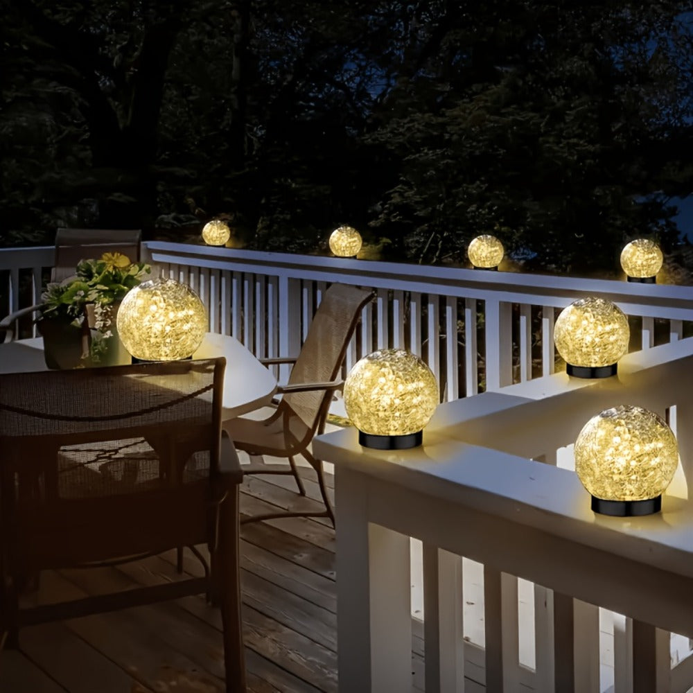 Solar Garden Lights Cracked Glass Ball ¨C LED Outdoor Decorative Solar Lawn Lights IP44 Waterproof with Ground Stake for Garden, Yard, Pathway & Lawn ¨C Set of 2 or 4