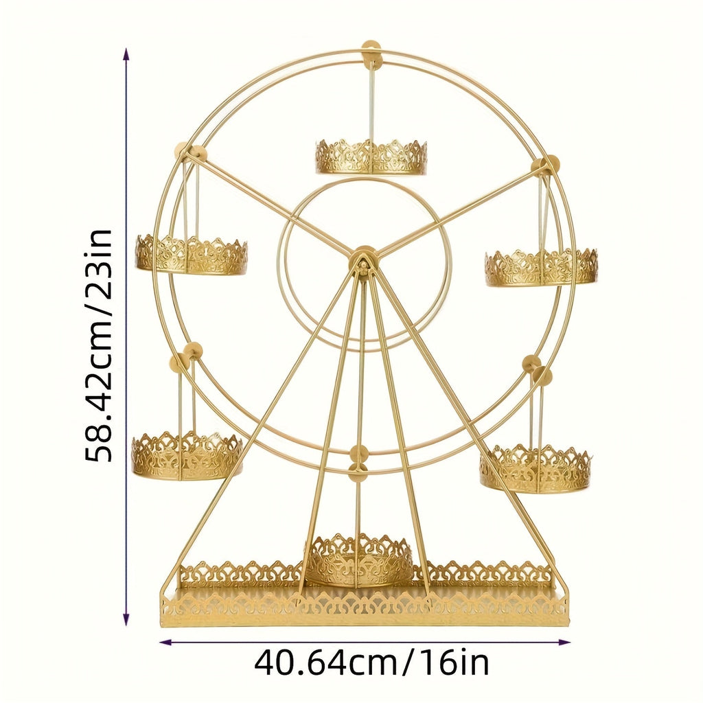 Cake Stand Pedestals Set of 3 | Golden Metal Geometric Stackable Dessert Display with Square Plastic Top | Multi-Tier Cupcake Tower for Wedding, Birthday, Holiday Party, Seasonal Table Decor