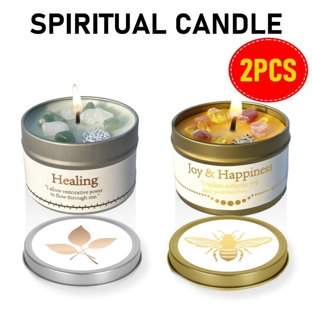 Manifestation Candles Scented Soy Wax with Crystal & Guidance Card for Meditation Yoga Focus | Law of Attraction Abundance Candle | Christmas Birthday Gift for Women