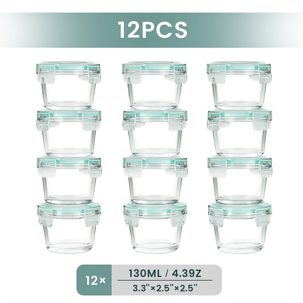 Glass Food Storage Containers with Lids Set of 12, Airtight Leak-Proof Meal Prep Containers, Microwave Oven Freezer Dishwasher Safe Bento Boxes for Pantry Kitchen Organization