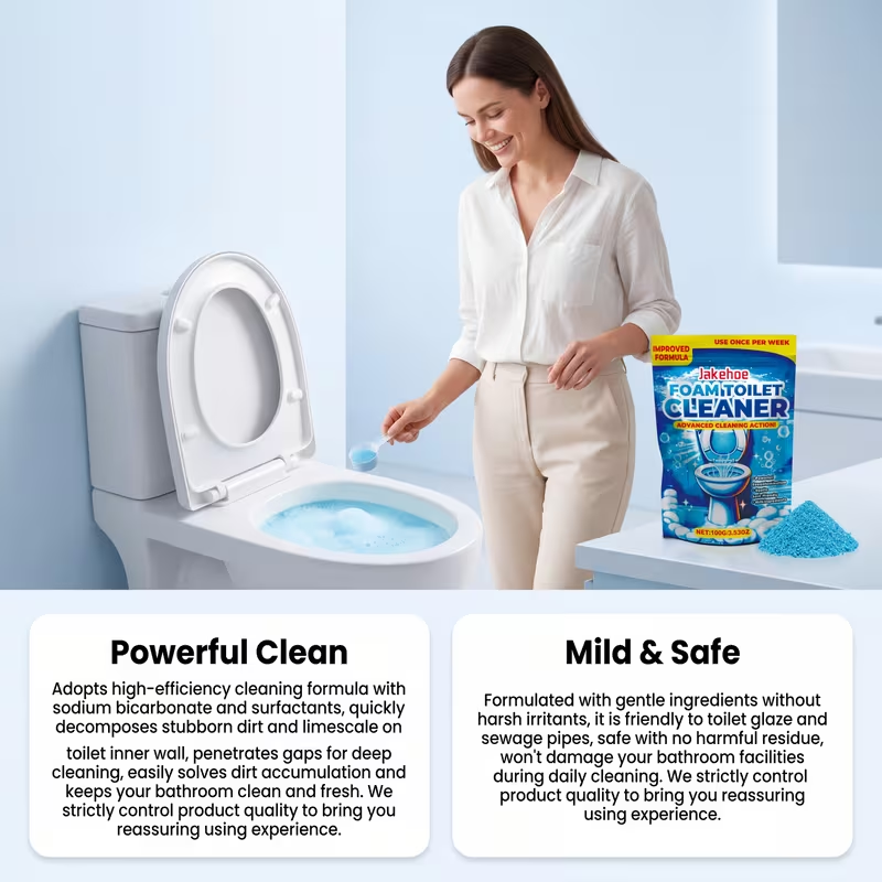 Toilet Cleaning Powder with Foam ¨C Odor Removal, Stain Dissolving & Pipe Unclogging Bathroom Cleaner