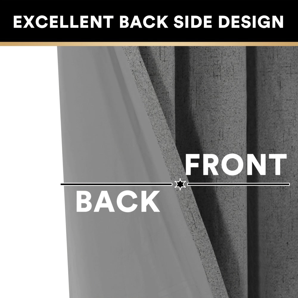 Blackout Curtains 2 Panels 100% Blackout Linen Textured Thermal Insulated Grommet Window Drapes Noise Reducing for Bedroom Living Room Hall - Full Light Blocking Room Darkening Curtains