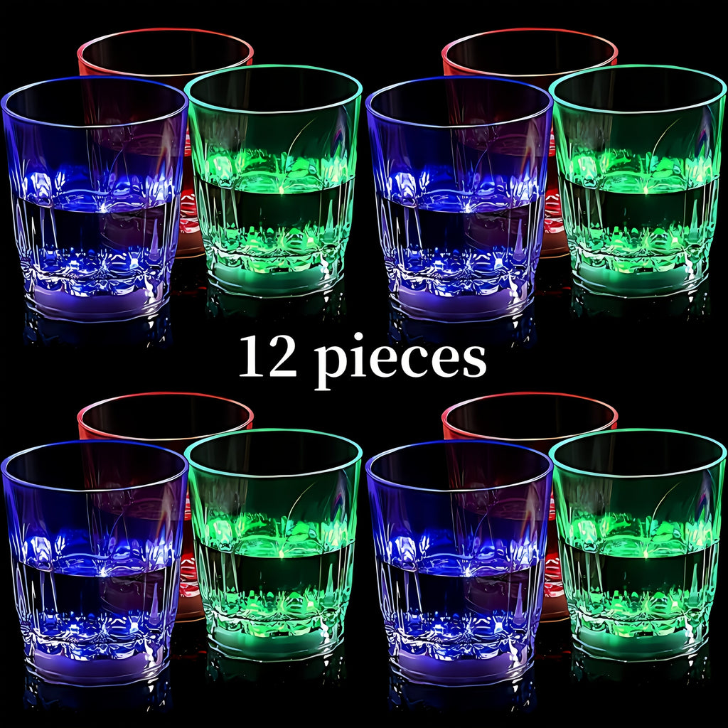 LED Light-Up Party Wine Glasses Set ¨C 12 or 15pcs Glowing Plastic Cups with Colorful LED Lights for Birthday, Bar, Wedding, Holiday & Sports Events