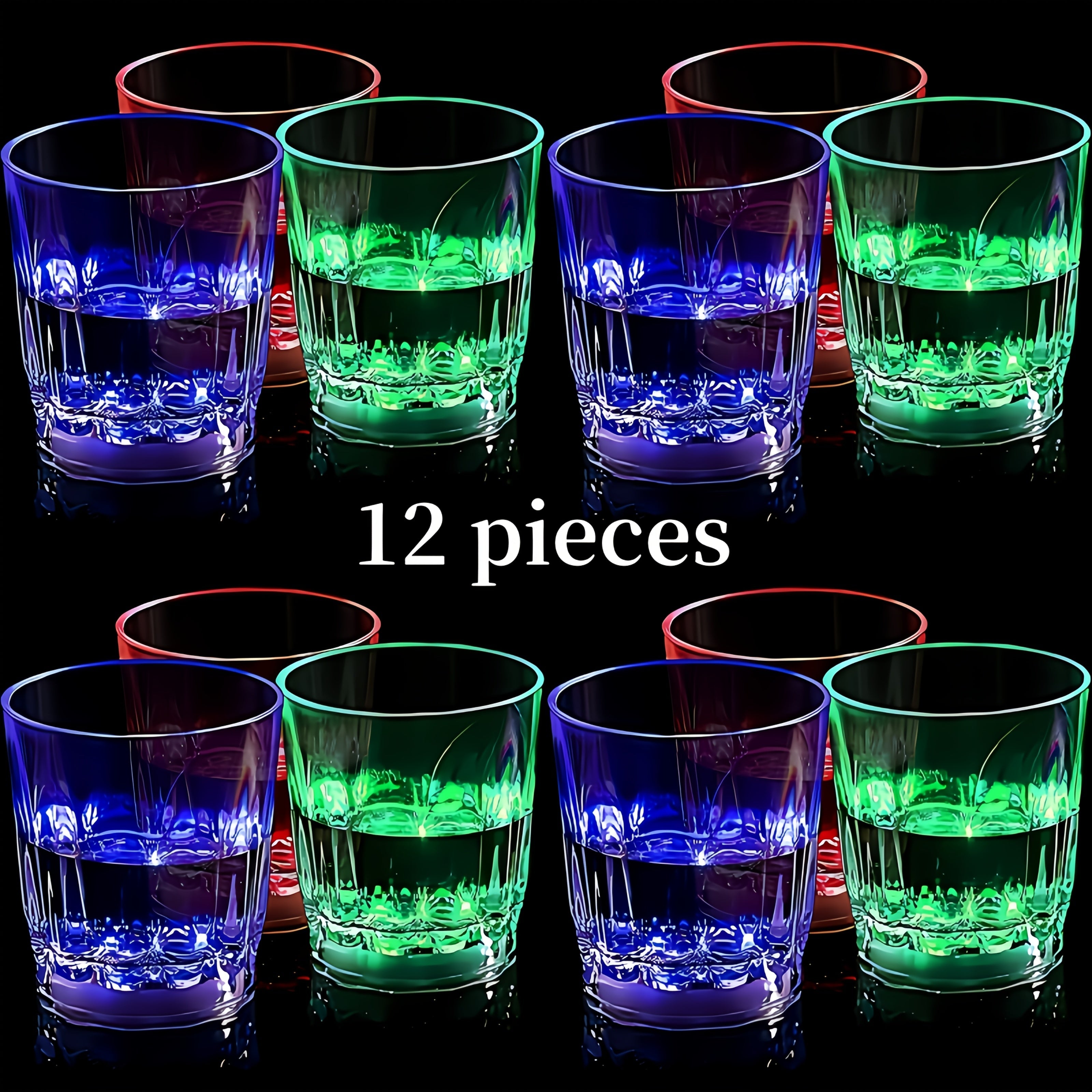 LED Light-Up Party Wine Glasses Set ¨C 12 or 15pcs Glowing Plastic Cups with Colorful LED Lights for Birthday, Bar, Wedding, Holiday & Sports Events