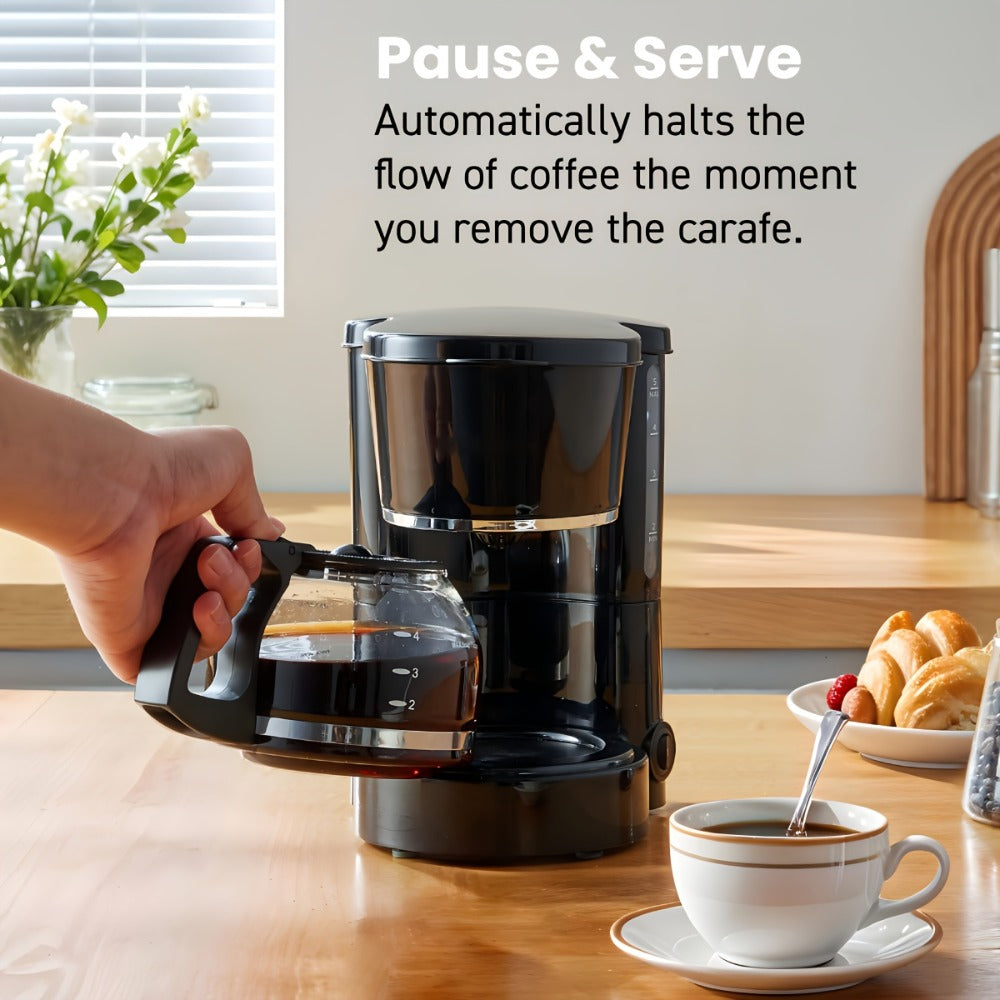 Drip Coffee Maker 5 Cup with Cup Warmer Reusable Filter Fast Heating Auto Shut-Off Compact Coffee Machine for Home Office Coffee Bar