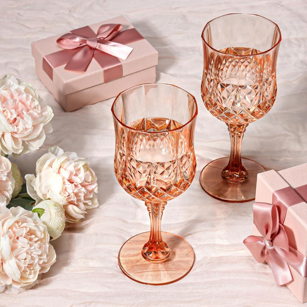48pcs Shatterproof Plastic Wine & Champagne Glasses Set - 7oz Unbreakable Vintage Goblets Crystal Finish Reusable Cups for Parties Weddings Outdoor Events