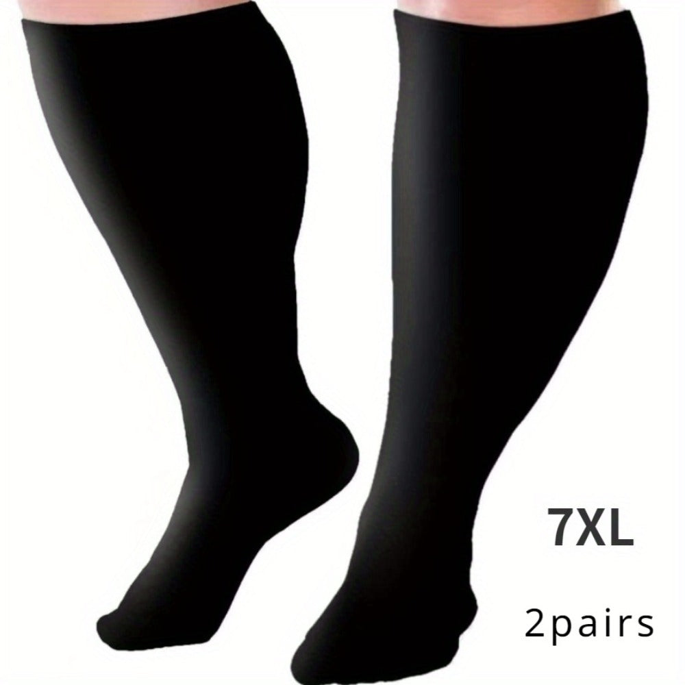 Plus Size Compression Socks 2 Pairs High Elasticity Sports Fitness Oversized Socks for Men Women 2XL 3XL 4XL 5XL 6XL 7XL Running Athletic Support