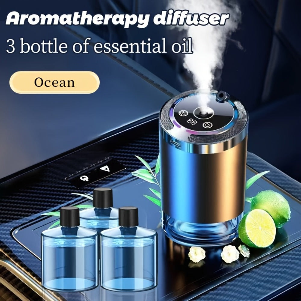 Car Aroma Diffuser Set with 3 Essential Oil Bottles ¨C Odor Eliminator for Auto Interior, Perfect Gift for Women & Office Workers