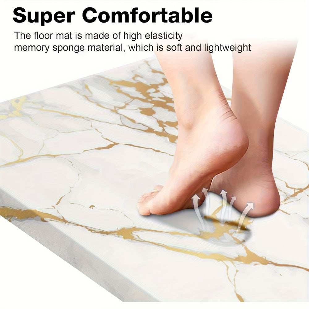 Anti Fatigue Kitchen Mat Non-Slip Cushioned Floor Rug for Standing Desk Sink Office - Marble Pattern