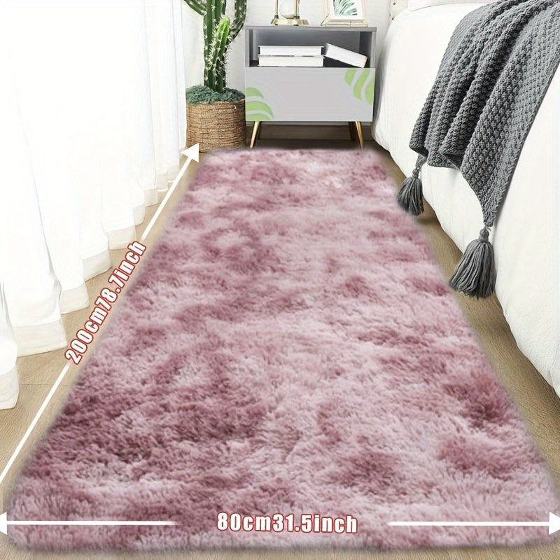 Tie-Dye Plush Fluffy Mat Absorbent Non-Slip ¨C Luxury Soft Bathroom Rug for Living Room & Bedroom, Modern Home Decor Floor Mat, 31.5x78.7 in ¨C Light Grey, Dark Gray, Light Pink, Black