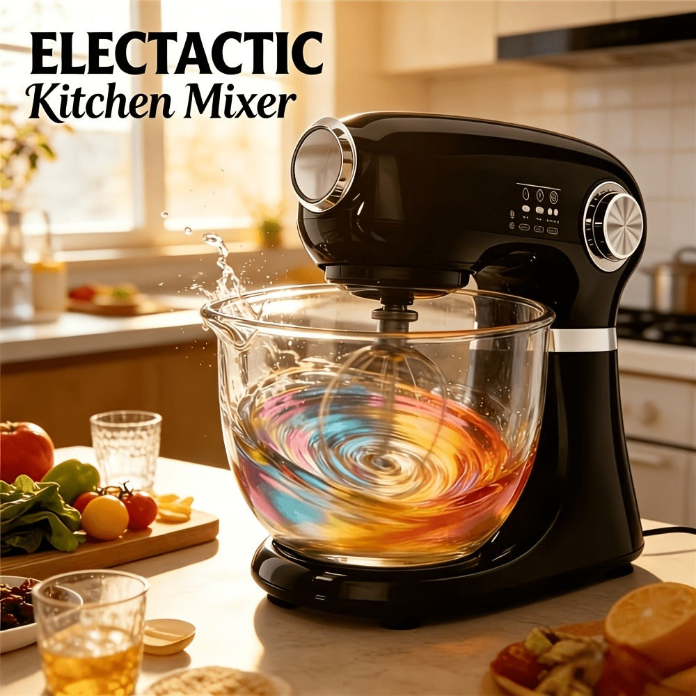 Bowl-Lift Stand Mixer 5.5 Qt 4-in-1 Electric Vertical Mixer 350W 12-Speed with Pulse Stainless Steel Bowl Dough Hook Whisk Mixing Paddle for Cake Bread Dough Black Red