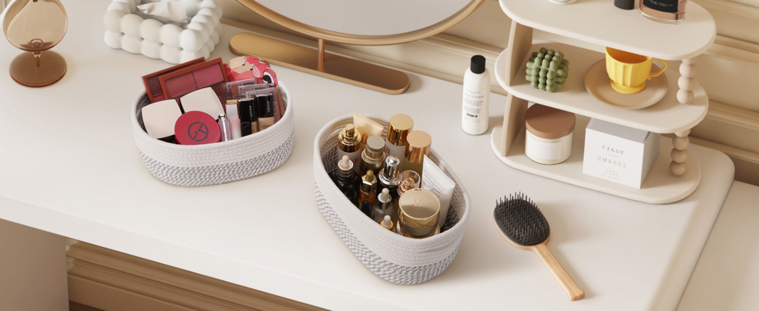 Woven Storage Baskets 6-Pack Cotton Rope Cube Bins 11x7x5¡± | Handmade Small Shelf Baskets for Organizing Closet Bedroom Living Room Playroom | Round Decorative Storage Caddy Multiple Colors