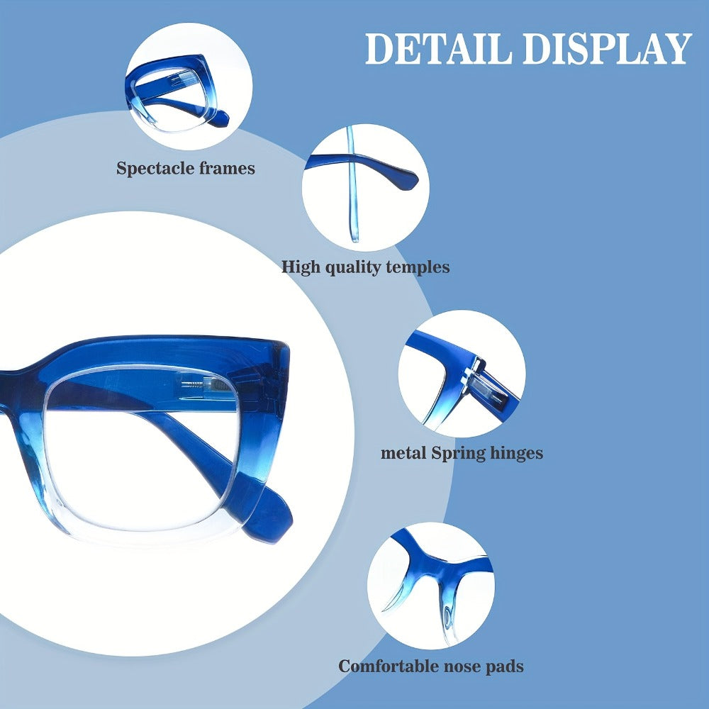Reading Glasses Blue Light Blocking for Women 4 Pack ¨C Cat Eye Frames with Metal Spring Hinges, Multicolor Floral Gradient Computer Eyeglasses