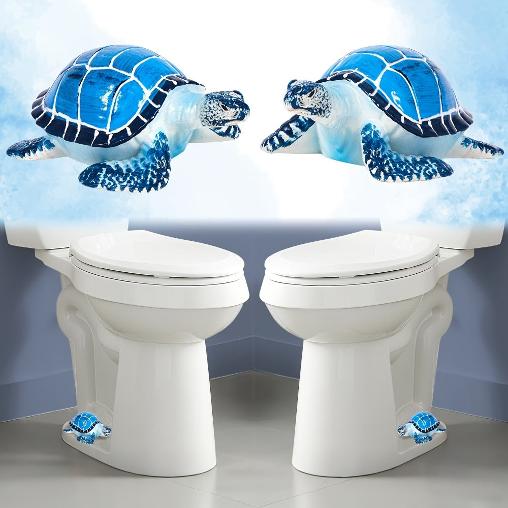 Decorative Toilet Bolt Covers Sea Turtle - 2pcs Cute Coastal Bathroom Decor Toilet Bolt Caps, Easy Install Fun Bathroom Accessories, Toilet Screw Cover Replacement Parts, Blue & Green Options