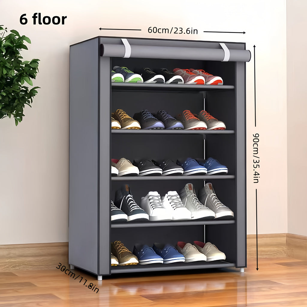 Shoe Rack with Dust Cover ¨C 6/8/10 Tier High-Capacity Space Saving Shoe Organizer, Easy Assembly, 12mm Pipe, Entryway Closet & Wardrobe Storage Rack