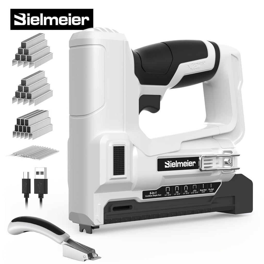 Cordless Stapler Brad Nailer 2-in-1 4V / 20V No Compressor ¨C Lightweight with Battery, Charger & 1600pcs Nails & Staples, for Carpentry, Home Improvement, Upholstery & DIY ¨C Multiple Colors & Upgrade Versions