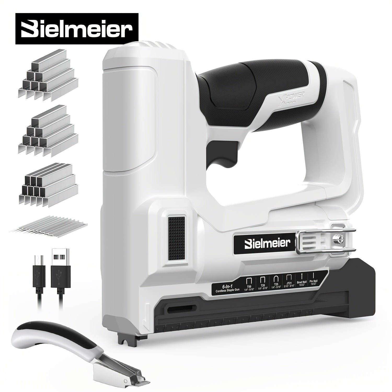 Cordless Stapler Brad Nailer 2-in-1 4V / 20V No Compressor ¨C Lightweight with Battery, Charger & 1600pcs Nails & Staples, for Carpentry, Home Improvement, Upholstery & DIY ¨C Multiple Colors & Upgrade Versions