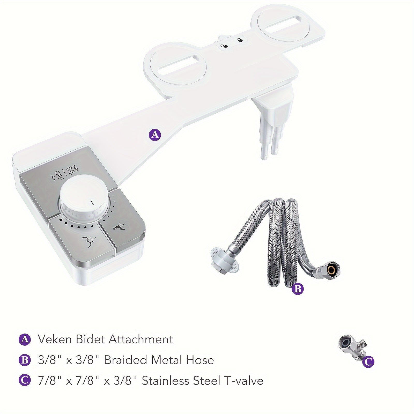 Ultra-Slim Non-Electric Bidet Attachment for Toilet, Self-Cleaning Dual Retractable Nozzles, Adjustable Water Pressure, Fresh Water Sprayer, US Standard, Easy Install
