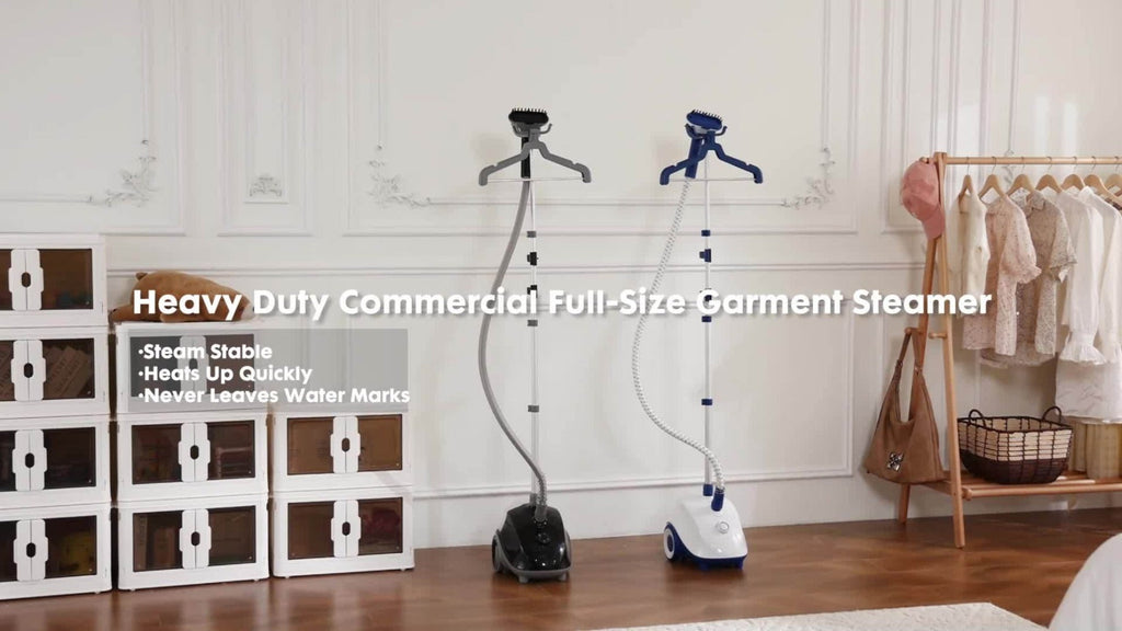 Garment Steamer Hanging Iron Machine 1500W, Vertical Steam Iron with 1.8L Large Water Tank, 60 Min Continuous Steam, 45s Fast Heat-Up, Roll Wheels, Adjustable Handheld Steamer for Clothes Home Commercial