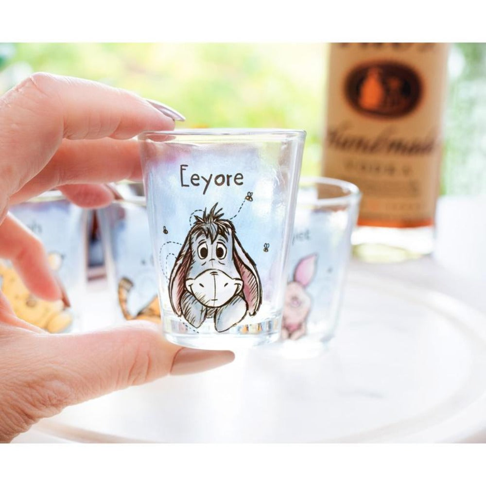 Winnie the Pooh Mini Shot Glasses Set of 4 ¨C Disney Character 2oz Glass Cups Pooh Piglet Eeyore Tigger BPA-Free Dishwasher Safe Gift