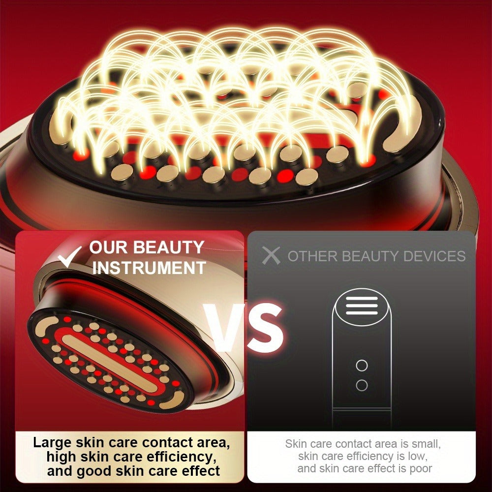 EMS Face Massager ¨C 3-in-1 LED Light Therapy, Warm Heat & EMS Skin Tightening, USB Rechargeable Portable Facial Beauty Device for Anti-Aging, Collagen Boost & Glowing Skin, Home Spa Gift for Women
