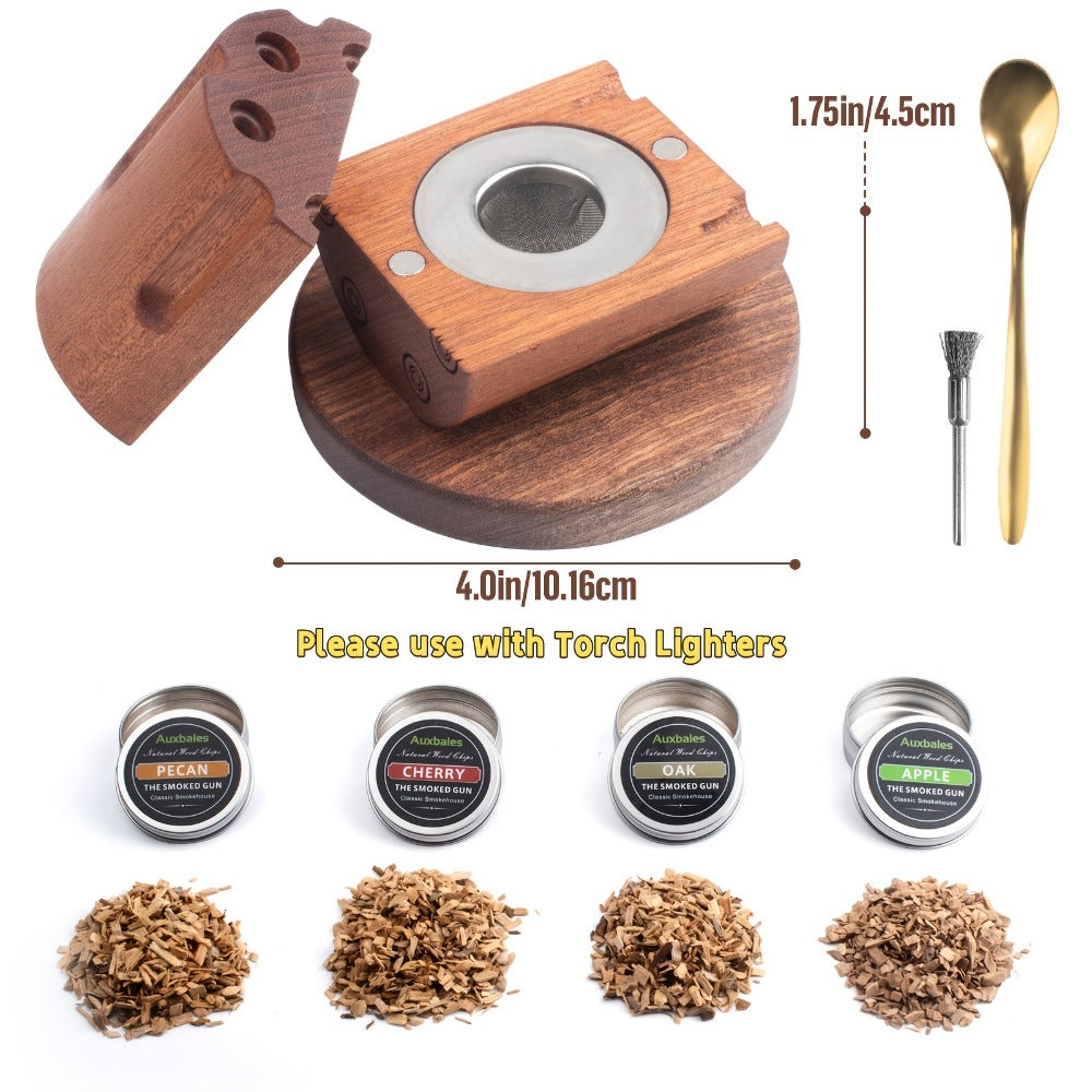 Whiskey Smoker Kit with 4 Wood Chip Flavors & Filters ¨C Cocktail Smoker Set, Whiskey Gifts for Men, Dad, Birthday, Father's Day, Christmas (No Butane)