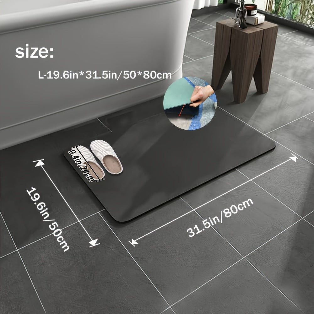 Bath Mat Set 3 Piece Non-Slip Absorbent Quick Dry 400GSM Polyester Braided Bathroom Rug for Bathroom Kitchen Laundry Room Indoor Floor Mat Easy to Clean Black Gray Blue Grey