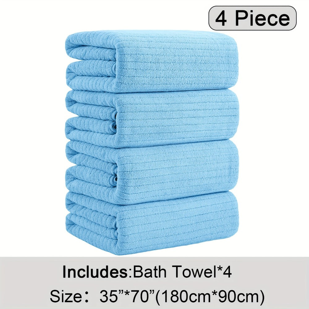 Bath Towels Set 4 Pack 35x70 Inch Oversized Extra Large - Microfiber Super Absorbent Quick Dry XL Bath Sheet Soft Bathroom Towels | 13 Colors | Family Hotel Spa Shower Towel Set Coastal Style