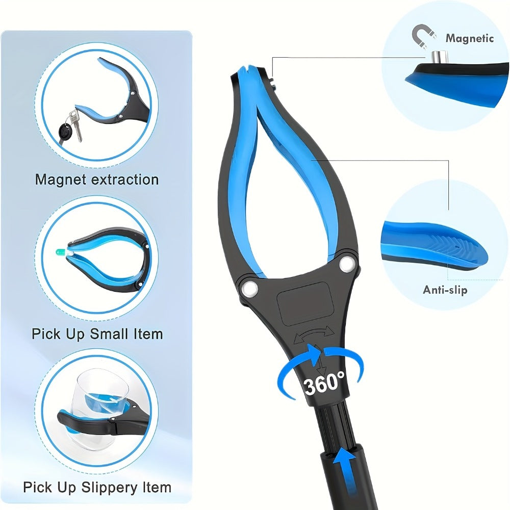 Grabber Reacher Tool 32 Inch Foldable Pick Up Stick 360¡ã Rotating Jaw Magnetic Tip Extra Long Heavy Duty Litter Picker Mobility Aid for Seniors Blue 2-Pack 4-Pack
