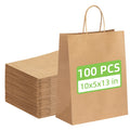 Brown Kraft Paper Gift Bags with Handles 100 Pack, 10x5x13 Inch Large Shopping Bags Bulk, Kraft Paper Bags for Birthday Party Wedding Retail Boutique Gift Wrapping