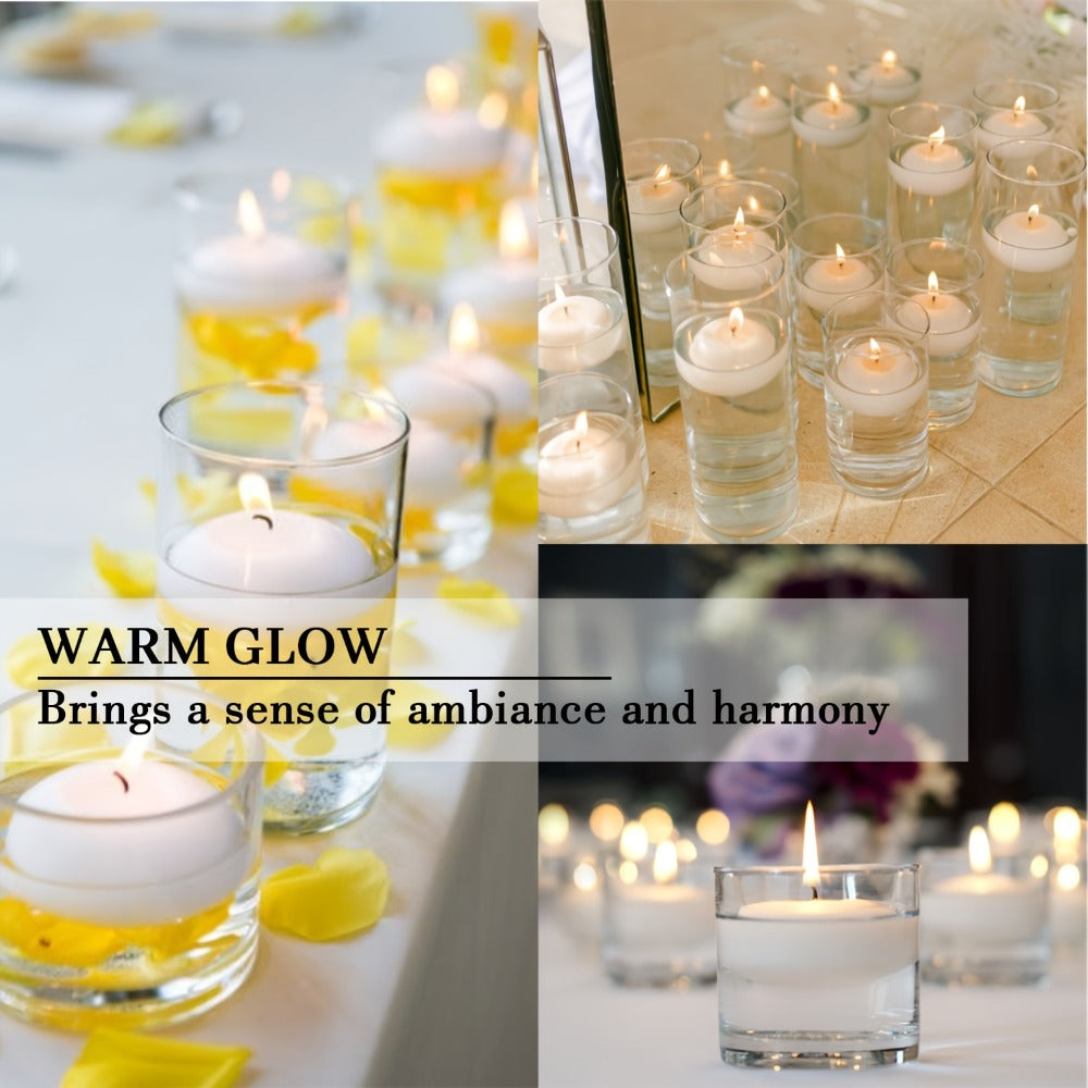 Floating Candles White 42 Pack Glitter Embellished Small Candle Set for Christmas Halloween Easter Thanksgiving Day of the Dead, Indoor Holiday Party Table Decoration Candles