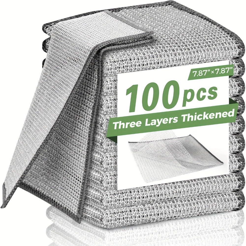 Stainless Steel Kitchen Scrubber Wire Cleaning Cloth Scratch Resistant Reusable Dish Scrubber for Pots Pans Dishes Glass Cookware 50 Pack 100 Pack