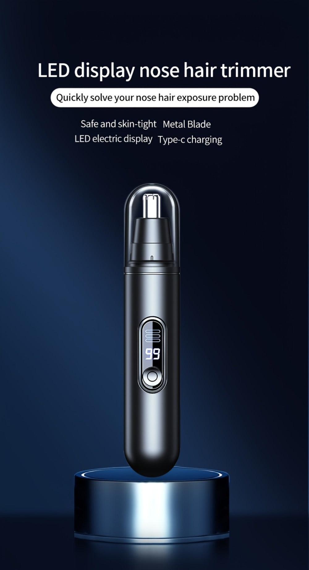 Electric Nose Trimmer with LED Display ¨C USB Rechargeable Painless Facial Hair Removal Device for Men & Women, Nose Ear & Eyebrow Trimmer, Upgraded Grooming Tool, Ideal Gift