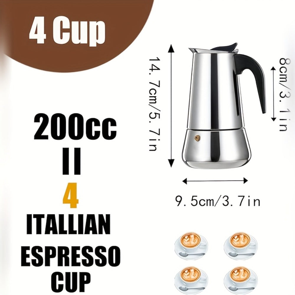 Moka Pot Stovetop Espresso Maker Stainless Steel Induction Compatible 2 4 6 9 12 Cup Italian Coffee Maker with Reusable Filter for Cuban Greek Coffee