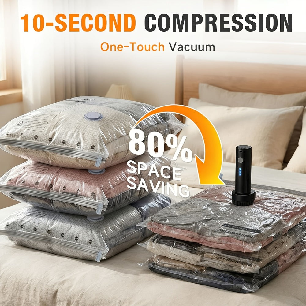 Travel Compression Bags with Pump 24 Pack - Vacuum Storage Pouches for Clothing, Space Saving Packing Bags for Suitcase Backpack