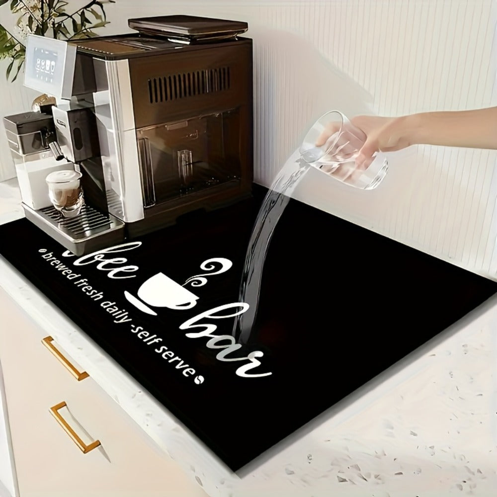 Coffee Machine Mat Absorbent Dish Drying Mat Bohemian Coffee Bar Mat for Kitchen Countertop Coffee Station Accessories Placemat Decor