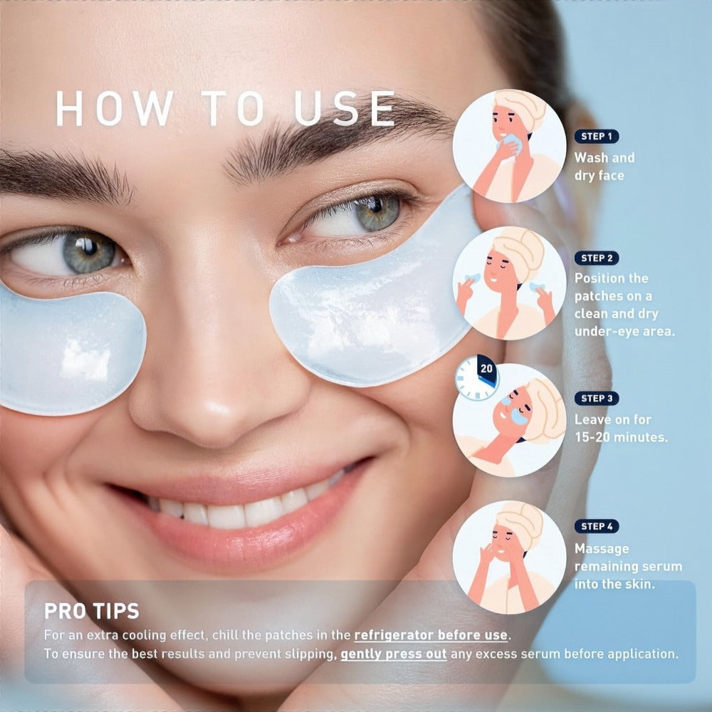 Collagen Eye Patches 60pcs with Caffeine & Niacinamide Under Eye Mask for Dark Circles Puffiness Tightening Intense Hydration Anti-Aging Eye Care for Women Men