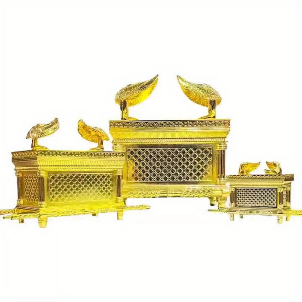 Ark of the Covenant Figurine ¨C Golden Artisan Tabletop Statue, Spiritual Religious Decor for Home & Office, Hanukkah, Easter & Ramadan Gift Ornament, Indoor Outdoor Display, Medium & Large