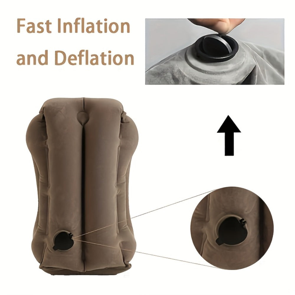 Inflatable Travel Pillow for Neck & Lumbar Support - Portable Air Pillow for Airplane, Car, Bus & Office Sleeping, Compact Ergonomic Rest Cushion for Adults, Blue, Black, Gray