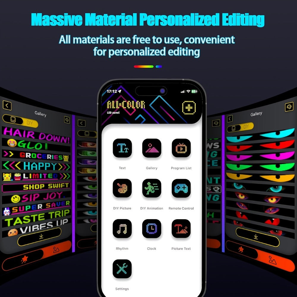 LED Scrolling Sign App Controlled Flexible LED Matrix Display Panel Programmable Animated Text for Car Home Party Birthday Holiday Decoration - Multiple Sizes