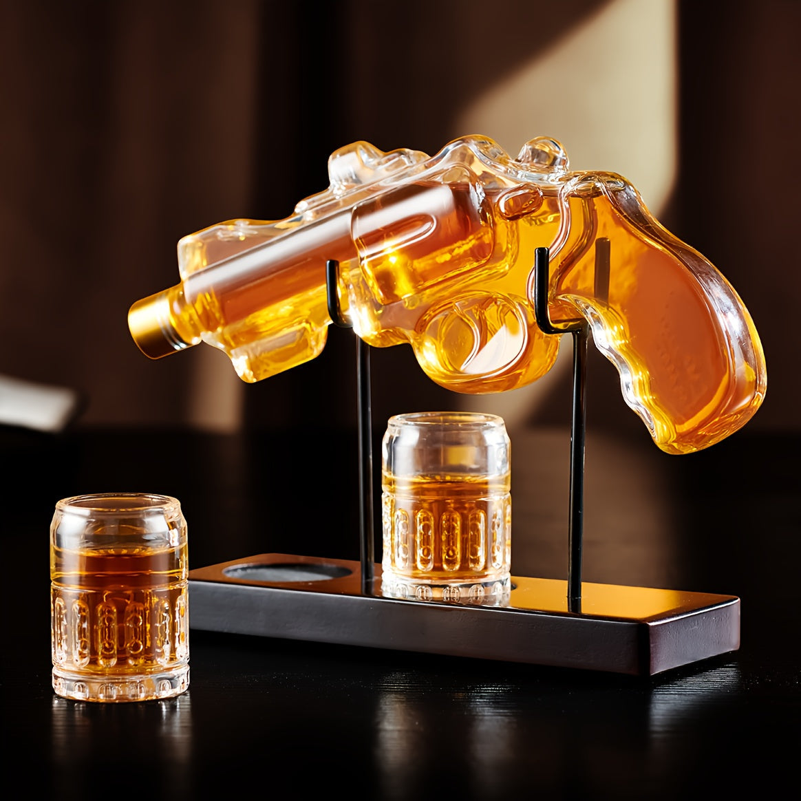 Pistol Whiskey Decanter Set with 2 Shot Glasses ¨C Cool Liquor Dispenser Gift for Him, Husband, Dad | Unique Birthday & Anniversary Bar Gift
