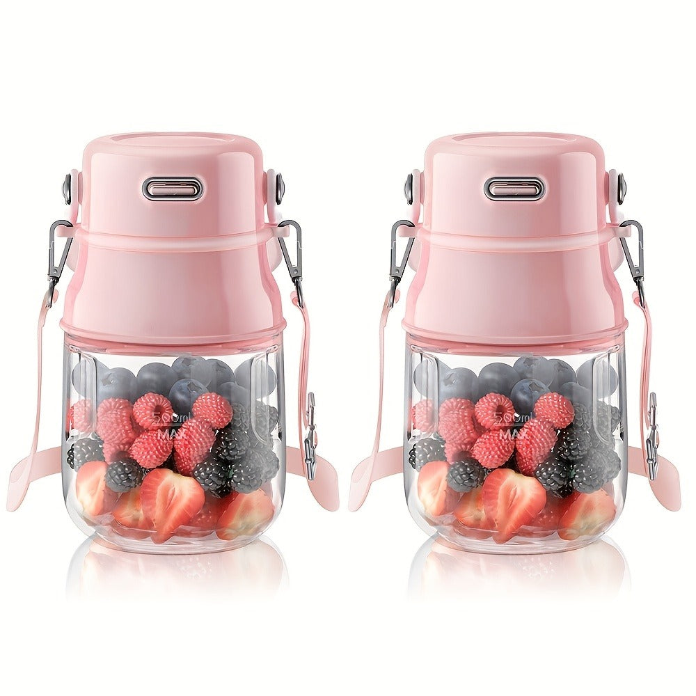 Personal Blender USB-C Rechargeable 27oz - 10-Blade Portable Smoothie Blender with Shoulder Strap, 70W Dual Battery, Safety Lock, Dishwasher Safe, for Shakes, Protein Drinks, Gym & Travel, Pink or Gray
